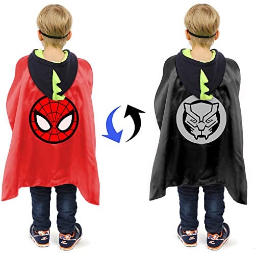 VOSOE Superhero Capes and Masks Double Side Dress up Costumes Christmas Cosplay Festival Birthday Party Favors for Kids (3 Sets Double-side)