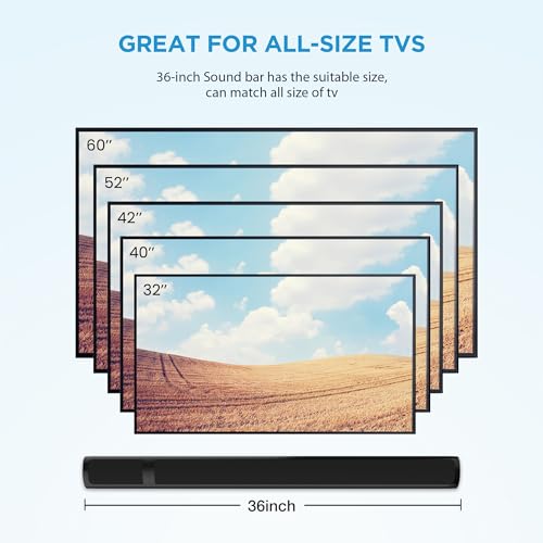 Assistrust TV Sound Bar, Sound Bars for TV Wired & Bluetooth Soundbar with Wireless Bluetooth/HDMI/Opt/RCA/AUX/Coax/Remote Control (36 inch)