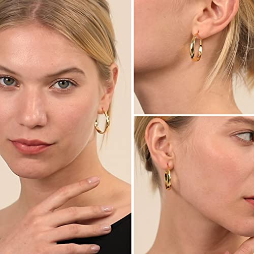 Senteria Gold Hoop Earrings for Women 14K Gold Plated Hoop Earrings Large Gold Hoop Earrings Hypoallergenic Big Gold Hoop Earrings for Women 40 mm
