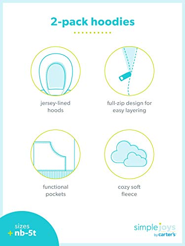 Simple Joys by Carter's Baby Boys' 2-Pack Fleece Full Zip Hoodies, Blue/Burgundy, 5
