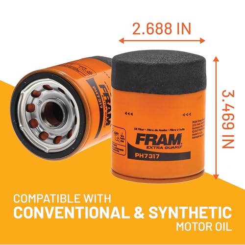 FRAM Extra Guard PH7317, 10K Mile Change Automotive Replacement Interval Spin-On Engine Oil Filter for Select Vehicle Models