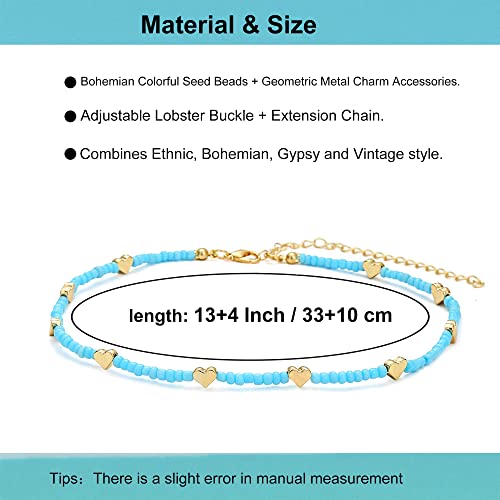 Taouzi 12 Pieces Beaded Choker Necklaces for Women Colorful Beaded Necklace Bulk Butterfly Star Heart Necklace Beach Necklace Vsco Boho Necklaces for Women