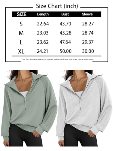 Trendy Queen Womens Oversized Sweatshirts Quarter Zip Hoodies Half Pullover Long Sleeve Crewneck Shirts Fleece Fall Outfits Clothes Teen Girls Winter Fashion Clothes 2024 White M