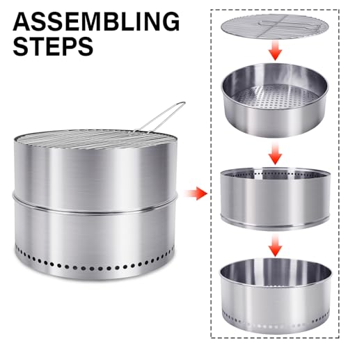 HGD 20 inch Smokeless Firepit Outdoor, Portable Smokeless Fire Pit for Camping with Travel Bag, Stainless Steel Wood Burning Stove for Backyard & Patio, Easy Setup & Compact Storage