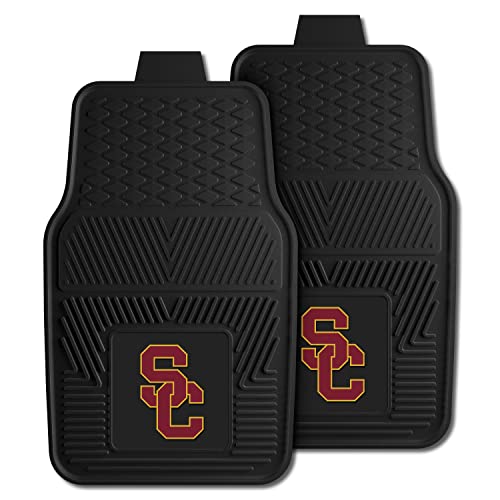 FANMATS 8785 Southern California Trojans 2-Piece Heavy Duty Vinyl Car Mat Set, Front Row Floor Mats, All Weather Protection, Universal Fit, Deep Resevoir Design