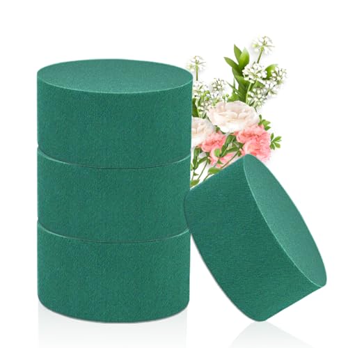 4Pcs Floral Foam Round SUPKING 3.2" Green Wet Dry Flower Foam Blocks Florist Plant Foam for Artificial and Fresh Flower Arrangement