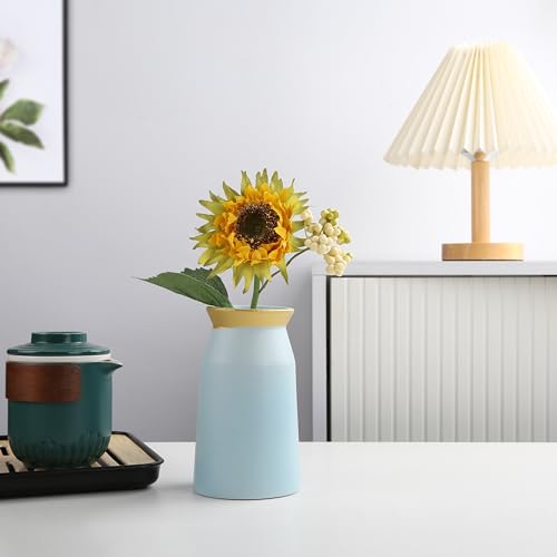 Lsbtaucp- Frosted gold border ceramic vase, simple home decoration, suitable for various festivals, good shooting props, a good choice of gifts. (Pink)