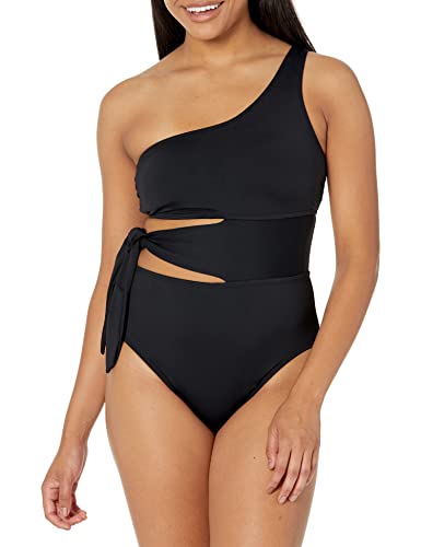 La Blanca Women's Island Goddess One Shoulder Mio One Piece Swimsuit, Black, 4
