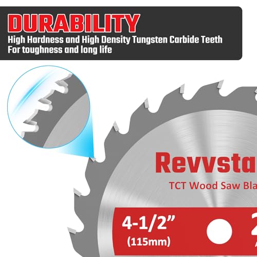 4 Pack 4 1/2 Circular Saw Blade 24T Carbide Tipped Teeth, Compact TCT Saw Blades for Cutting Various Wood, Plastic and Composite Materials, 3/8" Arbor, Fit Dewalt Craftsman Ryobi Milwaukee