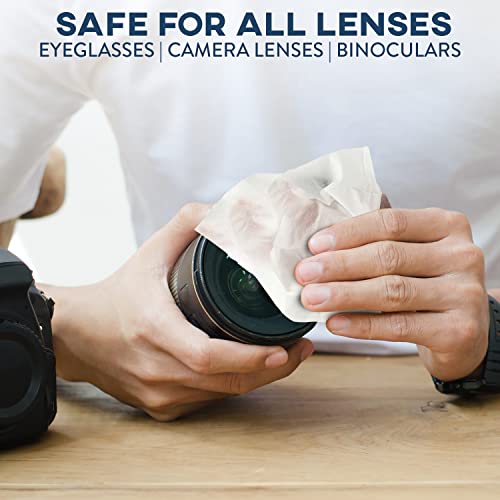 Care Touch Lens Wipes for Eyeglasses | Individually Wrapped Eye Glasses Wipes | 100 Pre-Moistened Lens Cleaning Eyeglass Wipes