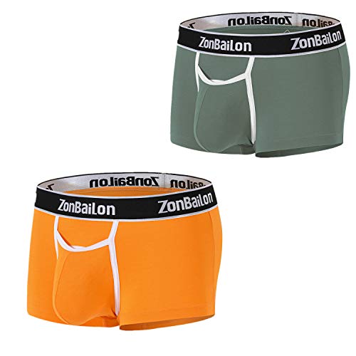 ZONBAILON Mens Boxers Briefs Underwear Comfy Underpants for Men Open Fly M 2-Pack Multicolor