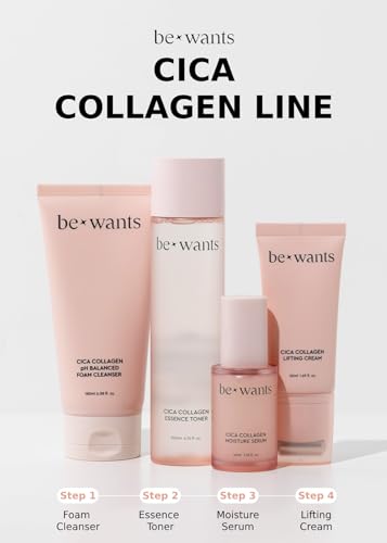 BE+WANTS Bewants Neck Lifting & Firming Cream with Centella Asiatica | Vegan Hyaluronic Acid | Neck Firming Cream Tightening Lifting Sagging Skin with Gua Sha Roller | Korean Skincare | 1.7 fl oz