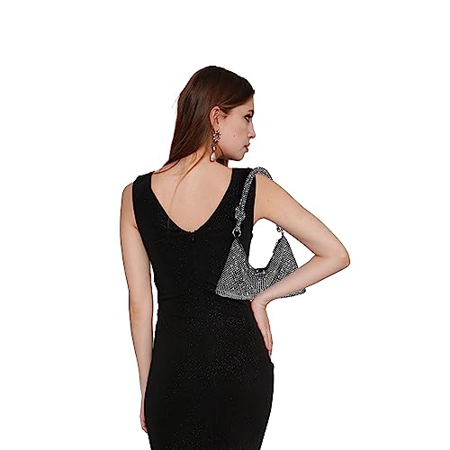 Rhinestone Purse Sparkly Evening bag Silver Clutch Purses for Women Evening, Cross Body Handbags for Party Prom Club Wedding