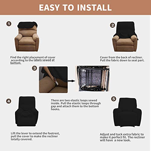 Easy-Going 100% Dual Waterproof Recliner Loveseat Cover, 6-Pieces Stretch Relining Sofa Cover with Pocket, Jacquard 2 Seat Sofa Slipcover Leakproof Washable (Loveseat, Wine)