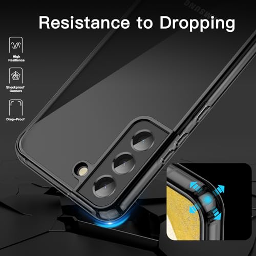 JETech Case for Samsung Galaxy S22 5G 6.1-Inch, Non-Yellowing Shockproof Bumper Protective Phone Cover, Anti-Scratch Hard PC Back (Black)