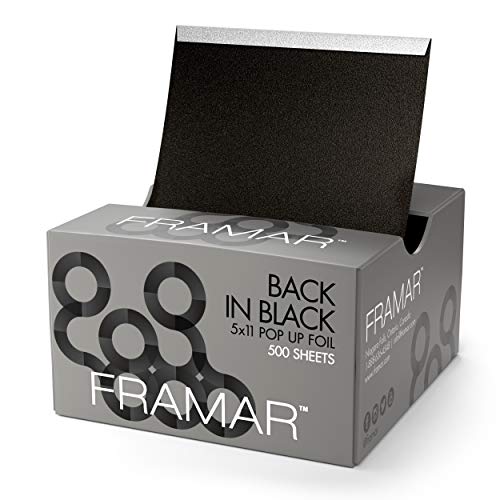 Framar Back in Black Pop Up Hair Foil, Aluminum Foil Sheets, Hair Foils for Highlighting - 500 Foil Sheets