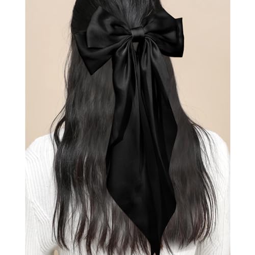 2 Pack Hair Bows for Women, Silky Satin Hair Bows Hair Ribbons Large Bow Hair Clips, Cute Hair Bow Clips Bow Hair Barrettes Hair Accessories for Women Girls
