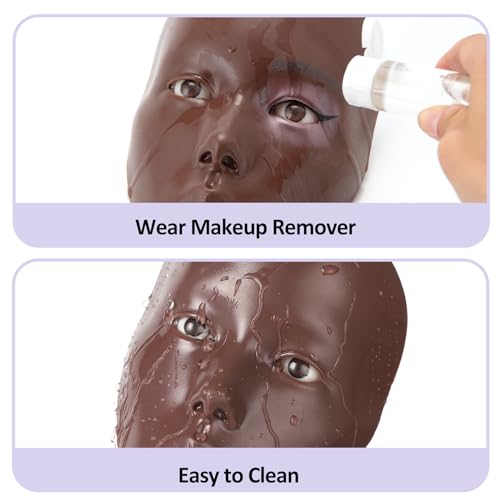 Glinexa Makeup Practice Face, Makeup Mannequin Face, Mannequin Head for Makeup Practice, Newly Upgraded to Be Compatible with Wigs, Suitable for All Makeup Enthusiasts and Artists, Black