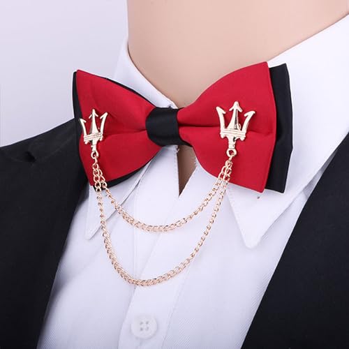GBAHFY Men's Trident Necktie Tie Tack Pin Shirt Stay Bar Suit Collar Lapel Stick Pin Brooch with Chain Accessories for Necktie (Gold)