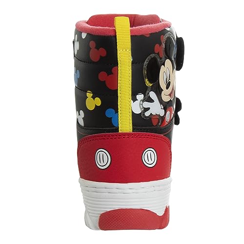 Disney Mickey Mouse Snowboots - Fur Lined Insulated Waterproof boys Winter Boots - Black/Red (size 6 Toddler)