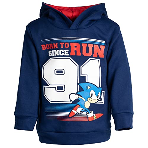 SEGA Sonic the Hedgehog Toddler Boys Fleece Athletic Pullover Hoodie Navy 3T