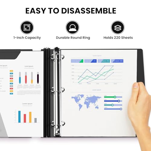 SortieOuch Telescoping 3 Ring Binder 1Inch,Flexible Binders Three Ring PVC-Free(Fit 8.5x11 Inches),Clear View Binder 220 Sheets Capacity,Telescoping Binder for School or Office Use