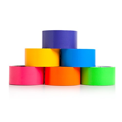 Craftzilla Rainbow Colored Duct Tape Pack - 6 Bright Duct Tape Colors - 10 Yards x 2 Inch - Colored Tape Rolls - Multipack for Arts - Colored Duct Tape Variety Pack