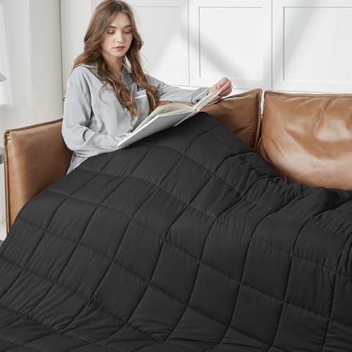 CYMULA Weighted Blanket for Adults (20lbs 88"x104" King Size) - Cooling Breathable Heavy Blankets for Summer Winter - Ultra Microfiber Soft Comfort Blanket with Glass Beads - Gifts for Men/Women