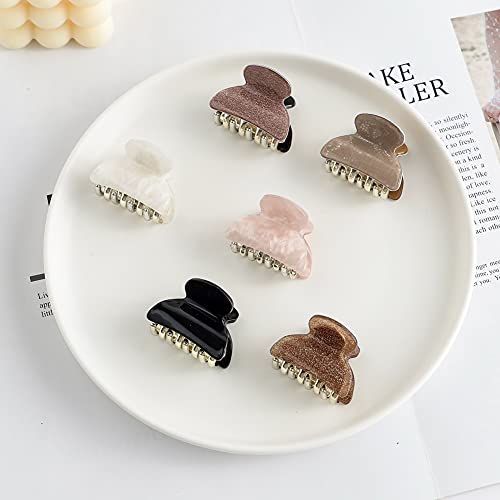 Small Hair Clips, Cute Checkerboard Hair Claw Clips for Women 1.57 inch Hair Clip for Girls Acrylic Plastic Hair Jaw Clamp Pack of 12 (Color A)