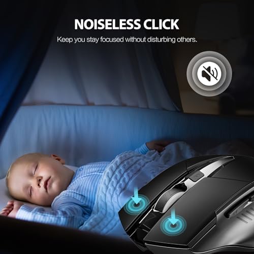 INPHIC Wireless Mouse 700mAh Large Ergonomic Rechargeable 2.4G Optical PC Laptop Cordless Mice with USB Nano Receiver, for Windows Computer Office, Black
