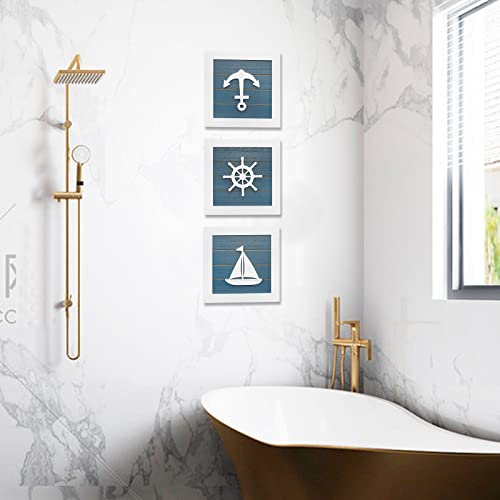 Framed Set of 3 Seashells and Starfish Coastal 3D Wall Art,Ocean Inspired Beach Decorations Beach Wall Decor for Bathroom or Coastal Bedroom (Cape Cod)