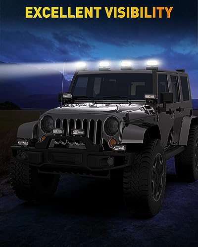 NAOEVO 7 Inch LED Light Bar, 480W 48,000LM Offroad Fog/Driving Lights LED Tractor Lights with Spot Flood Combo Beam, Waterproof LED Work Lights for Truck Boat ATV UTV, 4 Pcs (White)