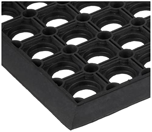 Ottomanson Indoor/Outdoor Hose-Wash Holes Design Non-Slip Rubber 10" x 30" Modern Stair Treads for Stairs, Garage, Patio, 5 Pack, Black Holes