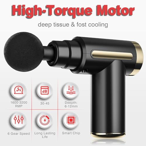 cotsoco Massage Gun, Massage Gun Deep Tissue for Pain Relief with 4 Massage Heads & 6 Speeds, Electric Mini Handheld Body Massager for Any Pain Relief, Best Gifts for Dad and Mom