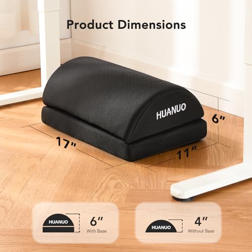 HUANUO Foot Rest for Under Desk at Work, Adjustable Footrest with 2 Height Options, Memory Foam Foot Stool for Under Desk, Foot Rest for Office, Home, Airplane, Travel - Office Accessories for PC