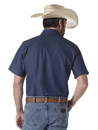 Wrangler mens Western Short Sleeve Snap Work button down shirts, Blue, XX-Large Tall US