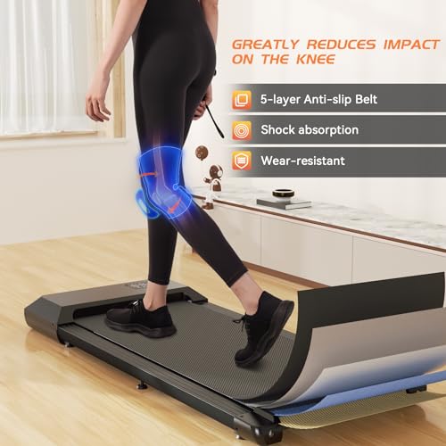 Walking Pad, Under Desk Walking Pad Treadmills for Home/Office, 2 in 1 Walking Jogging Portable Desk Treadmill with APP&Remote Control LED Display, Easy Operation for Beginners (Black-1)