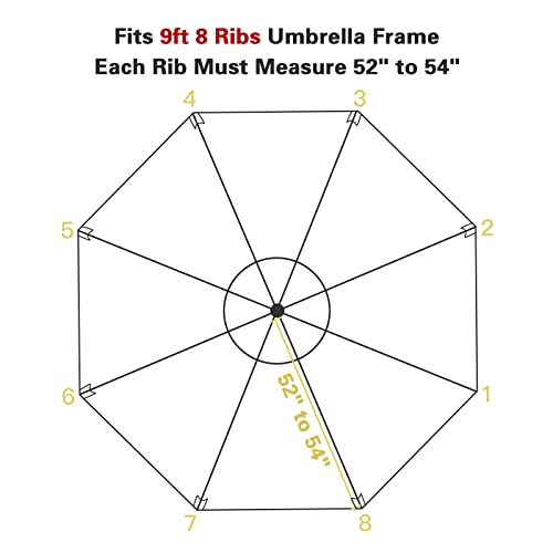 Sunnyglade 9ft Patio Umbrella Replacement Canopy Market Umbrella Top Canopy with 8 Ribs (Beige)