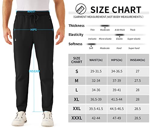 URBEST Men's Stretch Golf Pants with Zipper Pockets Slim Fit Athletic Sweatpants for Men Workout Travel Running Navy 3XL