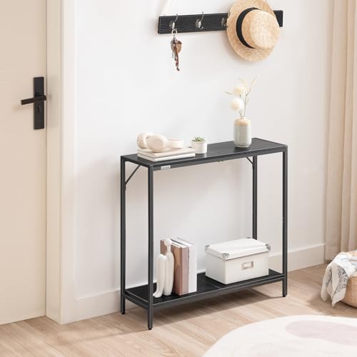 MAHANCRIS Console Table, 2-Tier Entrance Table, Behind Sofa Table, Industrial Style, Sturdy and Stable, for Living Room, Entryway, Foyer, Corridor, Office, Black CTHB27601