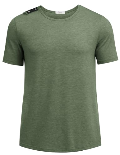 Deyeek Men's Post Surgery Open Back Shirts After Surgery Recovery Short Sleeve Tops Open-Back Adaptive Active T-Shirt for Men Green S
