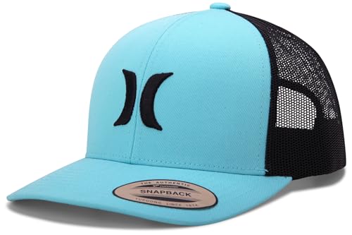 Hurley Men's Caps - Del Mar Mesh Panel Baseball Cap Trucker Hat - Snap Back Hats for Men, Aqua