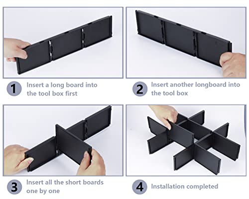 Follde 48-22-8473 Packout Dividers & Drawer Dividers for Milwaukee Packout 3-Drawer Tool Box (Black)