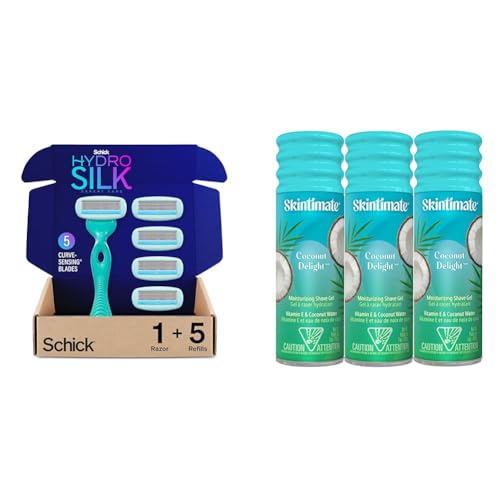 Schick Hydro Silk Sensitive Women's Razor | 5-Blade Razors for Women Sensitive Skin | Womens Razors Sensitive Skin | 1 Handle & 5 Razor Blade Refills