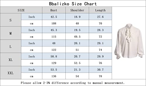 Bbalizko Mens Pirate Shirt Ruffle Victorian Renaissance Steampunk Vampire Poet Shirts Gothic Medieval Costume Beige