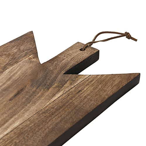 Main + Mesa Geometric Wood Cutting Board with Leather Tie Medium Natural