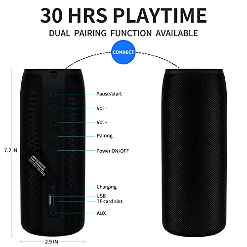 Bluetooth Speaker,MusiBaby M88 Speakers,Dual Pairing, Bluetooth 5.3,Loud Stereo Sound,Booming Bass,30H Playtime for Home& Outdoor Party,Beach,Portable Speaker,Gifts(Black)