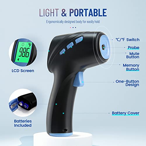 Forehead Thermometer for Adults and Kids, Digital Infrared Thermometer with Fever Alarm, FSA HSA Eligible, Fast Accurate Results, Easy to use