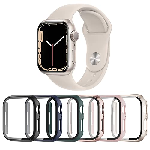 Landhoo 6 Pack Case for Apple Watch SE (2023 New) SE (2nd Gen)/6/SE/5/4 40mm with Tempered Glass Screen Protector, Hard PC Ultra-Thin Scratch Resistant Protective Cover for iWatch 40mm Accessories