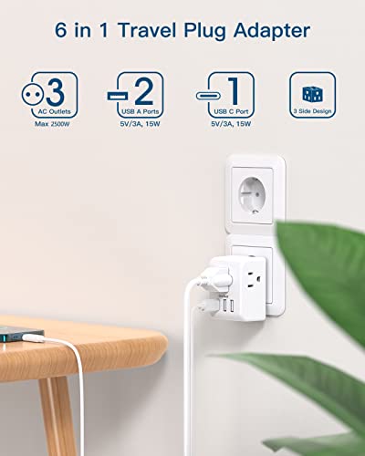 US to Japan Plug Adapter, 2 Prong to 3 Prong Outlet Adapter with 3 AC Outlets 3 USB Ports(1 USB C), Type A Travel Power Adapter for USA to Japanese Philippines China, Multi Plug Wall Outlet Extender
